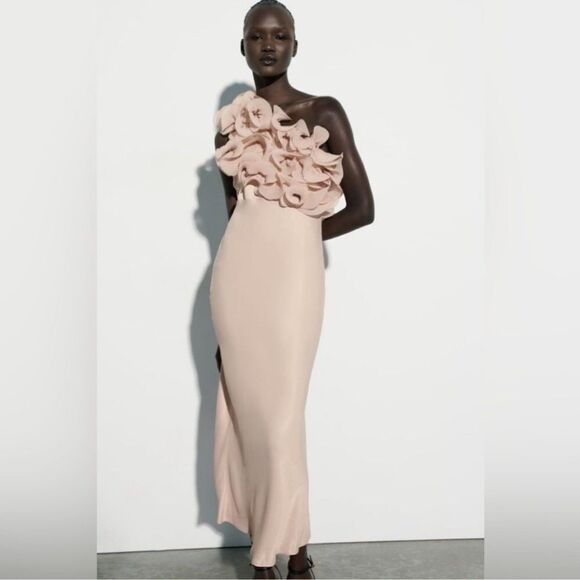 Zara ruffled satin effect dress - Picture 3 of 13